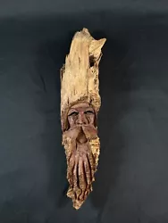 Buy 14”Vintage Hand Carved Wood Tree Spirit Folk Art Sculpture Signed Lore “87 Face • 70.28£