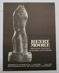 Buy Henry Moore Exhibition Poster Bronzes & Graphics 1977 Herbert B Palmer Gallery • 118.78£