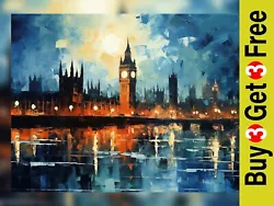 Buy Impressionist London Skyline Oil Painting Print - Cityscape Art 5  X 7  • 4.99£