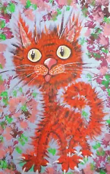 Buy Original Painting. Acrylic On Paper. Not A Print!  Cat . Surrealism. Art. A4. • 16.53£