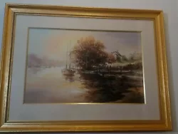 Buy John Gable Signed Watercolor Original Painting Of Boats In River Landscape • 11,812.42£