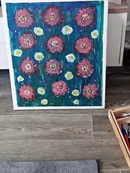 Buy Original Abstract Painting Flowers Acrylic On Canvas  • 5.99£