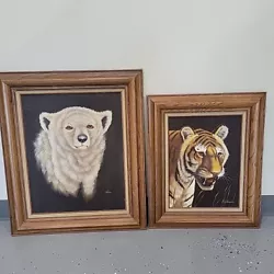 Buy Portrait Prowling Tiger & Polar Bear Vintage Original Oil Painting, Cutrona  • 82.68£