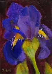 Buy ACEO, Bearded Iris, Original Floral Oil Painting, 2.5 X 3.5 In • 8.27£
