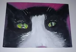 Buy Black & White Cat Painting On Canvas Board 7 By 5 Inches By Sharon Louise Brooks • 4.99£