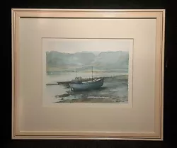 Buy Fishing Boat At  Low Tide  Framed Signed Original Watercolour By Jan Fisher VGC • 120£