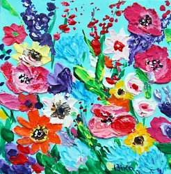 Buy Poppy Painting Sunflower Flowers Original Floral Small Wall Art Impressionism • 32.25£