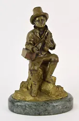 Buy Antique Dickens Era Bronze Sculpture Artful Dodger Boy Tattered Clothes Pet Rat • 753.58£