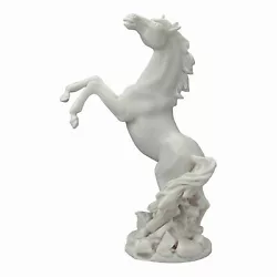 Buy Horse Rearing Station Sculpture Statue Sculpture Cast Marble Home Decor White • 94.59£
