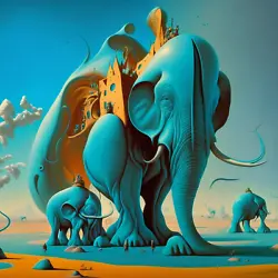 Buy Salvador Dali Elephant Architecture Surreal Painting 8x8 Real Canvas Art Print • 11.84£