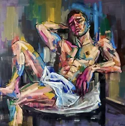 Buy Male Nude Oil Painting, Naked Man, Gay Homoerotic Artwork 100 X 100 X 1 Cm. • 1,600£