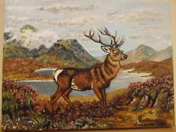 Buy Original Acrylic Painting Red Stag On Canvas Board By Artist M Cumming • 40£