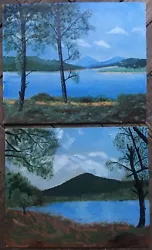 Buy 2 Oil Paintings Lake Mountain Scene • 32£