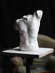 Buy Male Torso Original Sculpture, White Plaster Cast Figure Artwork, Human Form Art • 95£
