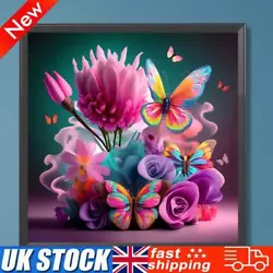 Buy 5D DIY Full Round Drill Diamond Painting Colourful Flowers Kit Home Decor30x30cm • 6.30£