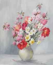 Buy Doreen Chiha  - Large Watercolour Painting - Still Life With Daffodils & Poppies • 99.99£
