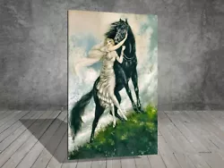 Buy Louis Icart Lady Wind With A Black Horse CANVAS PAINTING ART PRINT POSTER 979 • 4.25£