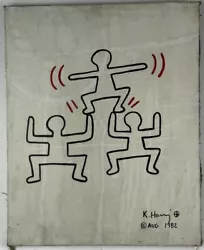 Buy Keith Haring (Handmade) Acrylic Painting On Canvas  Signed And Stamped • 473.62£
