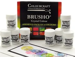 Buy Brusho® 8 X 15g Pots - Non Toxic - FREE WAX RESIST STICKS SET!!! • 18.89£