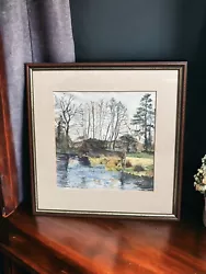 Buy Original Signed Watercolour - Fishing Lake Scene - 37cm By 37cm • 45£