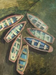 Buy Original Acrylic Modernist Painting Of Boats By Ann Carr M.A.C. 1927-2020 • 59.99£