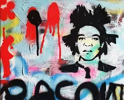 Buy SPACO Signed BASQUIAT WALL Board POP Street ART Graffiti Paint Canva Banksy • 206£