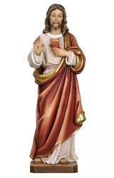 Buy Statue Sacred Heart Of Jesus Wooden Of Val Gardena Various Measures Range • 96.22£