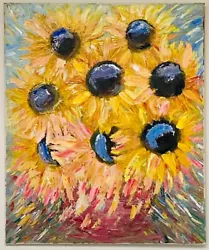 Buy Abstract Original Oil Painting On Canvas Textured Sunflower Bliss Impasto • 150£