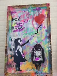 Buy Mr Brainwash Girl With Balloon Like Banksy Spray Painting On Canvas With Coa Rep • 167£