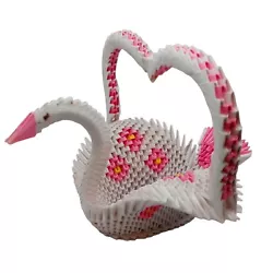 Buy Swan Heart Origami Basket OOAK Folk Art Vase Paper Sculpture Handmade • 19.84£
