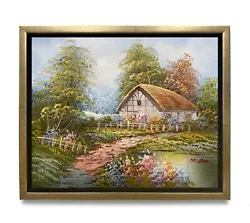Buy Hungryartist -Bob Ross Style Country House On Canvas 8x10 Framed • 73.82£