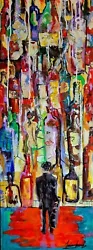 Buy Original Mario Mendoza Oil Canvas Wine Girl Man Suit Painting Surreal Art Love • 1,950£