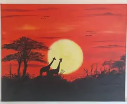 Buy Original Hand Painted, Sunset Acrylic Painting, Beautiful Africa, Sunset Paintin • 12.77£