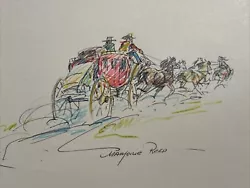 Buy MARJORIE REED DRAWING LISTED FAMOUS  Sketch BUTTERFIELD STAGECOACH Horses Rare • 935.54£
