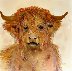 Buy Large Abstract Canvas Painting Of An Highland Cow By Diane Plant Art 90 X 90cm • 189£