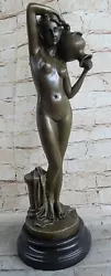 Buy Signed Original Milo Nude Woman Holding A Vase Bronze Marble Base Sculpture Deal • 315.29£
