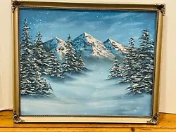 Buy Bob Ross Style Wet On Wet Mountain & Snow Landscape Oil Painting- 18 X 21  • 66.12£
