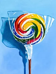 Buy Rainbow Candy Oil Painting On Canvas Sweet Lolly Colourful Realism Art DecorSale • 125£