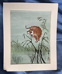 Buy Original Sumi Ink Watercolor Tiger Painting Unframed Signed Dorothy Weber VTG • 53.75£