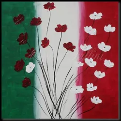 Buy White And Red Poppies Original Painting 22 X 22 Inch Italian Flag Colors • 123.84£