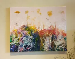 Buy 'Wild Flowers' Original Handmade Unique Fluid Art Acrylic Painting 40x50 Cm • 125£