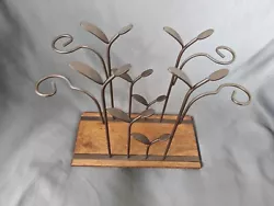 Buy Flower Garden Sculpture Scrolled Metal Art On Wood Base Decorative Table Display • 35.97£