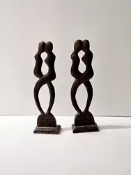 Buy Pair Vintage Infinity Couple Wood Sculpture Tall 9 Inch  • 96£