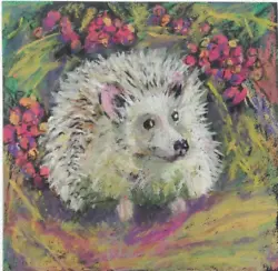 Buy Hedgehog Oil Pastel Painting,animals Of The Forest Artwork. No Frame. 13x9 Inch • 49.61£