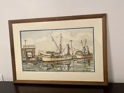 Buy William Cotter “Shrimper At Hooker Point” OilWashes/Paper Original Painting 1978 • 354.37£