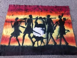 Buy AFRICAN Art VILLAGE SUNSET ORIGINAL BATIK Fabric PAINTING SIGNED • 7.49£