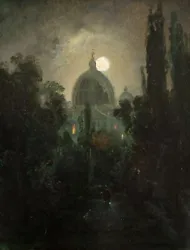 Buy St. Peter's Basilica Vatican Night Landscape William Turner Succession Framed Oil 19th Jh. • 1,372.34£