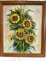 Buy Oil Hand Painting On Board Wall Art Home Decor Picture Of Sunflowers  68cm Tall • 60.78£