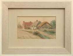 Buy Thatched Farm Cottage  Vintage Watercolour Original Framed Signed Painting • 40£