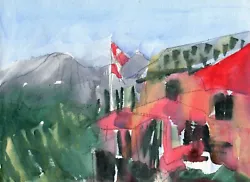 Buy ELIZABETHA FOX FINE ART,  MOUNTAIN CHALET, Watercolour Landscape, Original • 9£